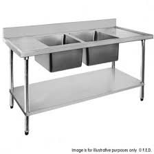 Economic 304 Grade Stainless Steel Double Sink Benches 700mm Deep