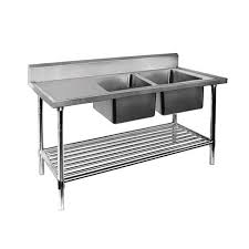 Economic 304 Grade Stainless Steel Double Sink Benches 600mm Deep