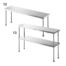 Stainless steel over shelfs single and double shelfs.
