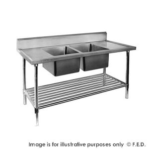 Premium Stainless Steel Double Sink Bench 700mm Deep